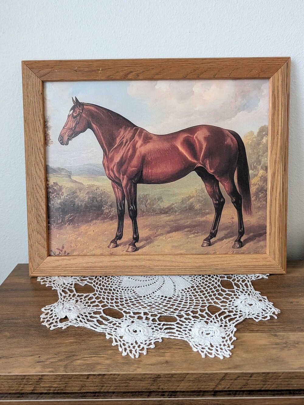 Wood Framed Chestnut Horse Print Wall Art - Rustic Moody Cottage Gallery Wall
